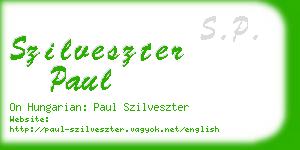 szilveszter paul business card